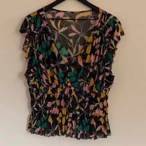 Bar III Multicolor Floral Ruffle Blouse